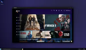 Xuper TV app window showing the movies menu with live and featured sections